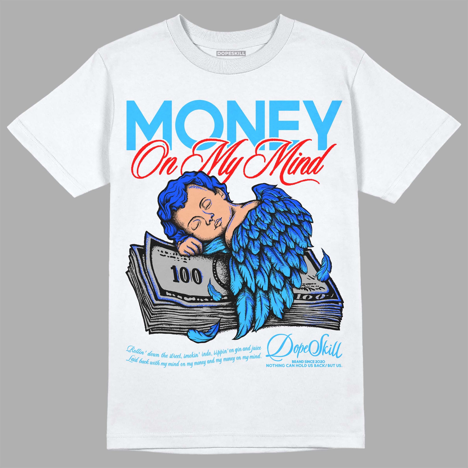 Jordan 2 Low "University Blue" DopeSkill T-Shirt MOMM Graphic Streetwear - White 