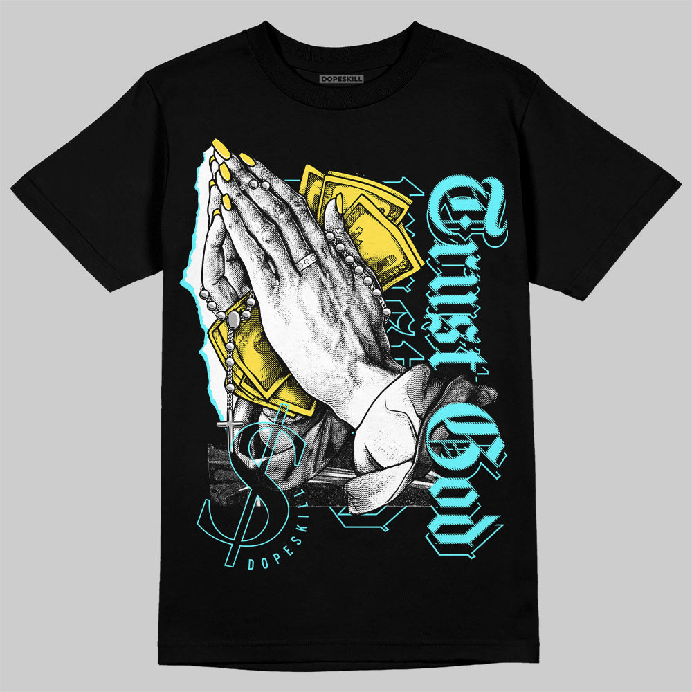 Jordan 5 Aqua DopeSkill T-Shirt Trust God Graphic Streetwear - Black