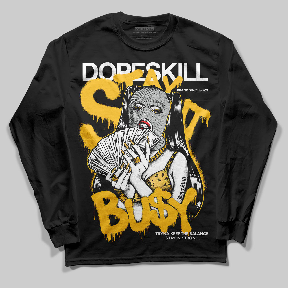 Jordan 12 "Phantom" DopeSkill Long Sleeve T-Shirt Stay It Busy Graphic Streetwear - Black