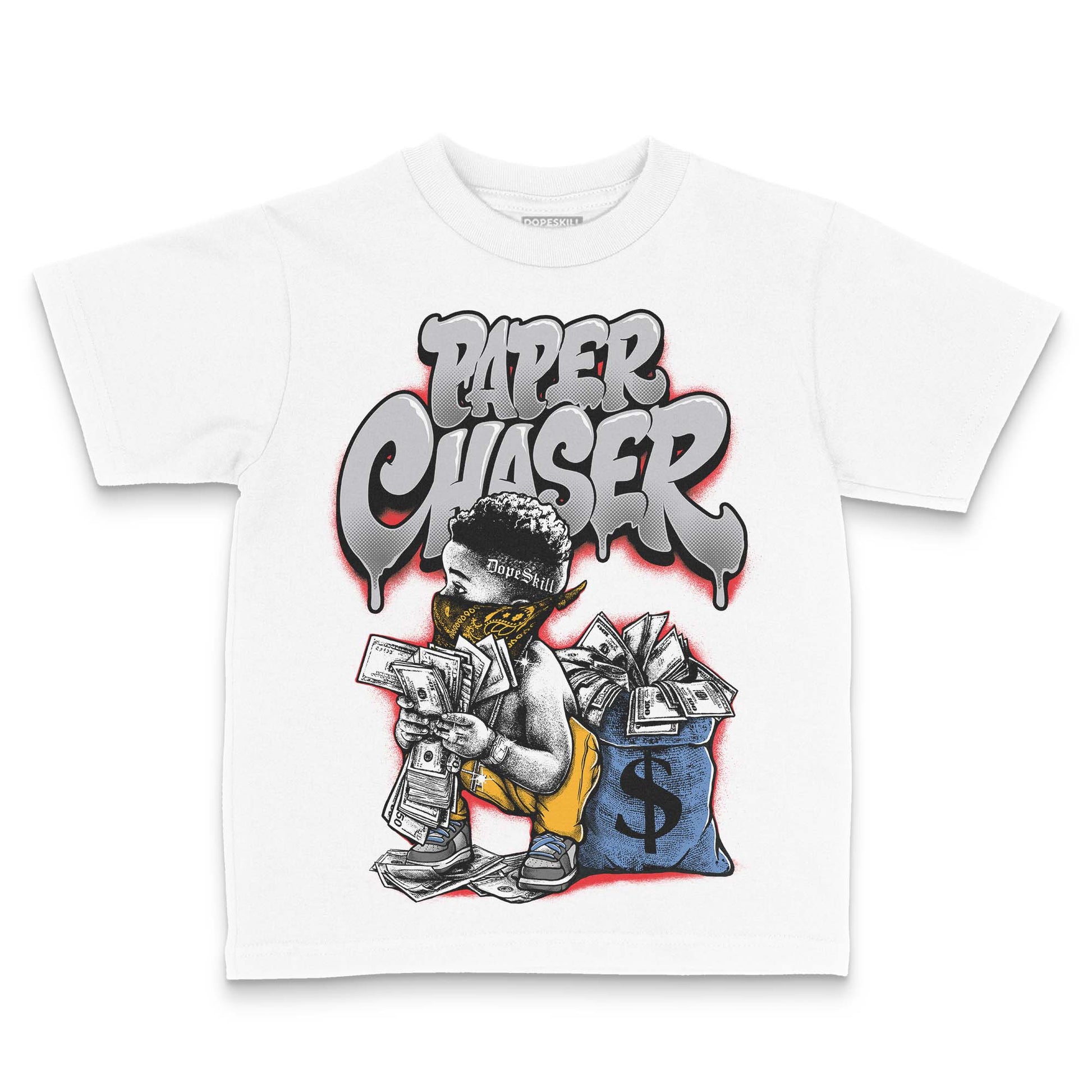 Grey Sneakers DopeSkill Toddler Kids T-shirt Paper Chaser Boy Graphic Streetwear - White