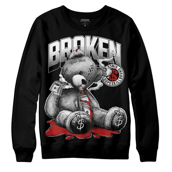 Jordan 14 "Black/White" DopeSkill Sweatshirt Sick Bear Graphic Streetwear - Black