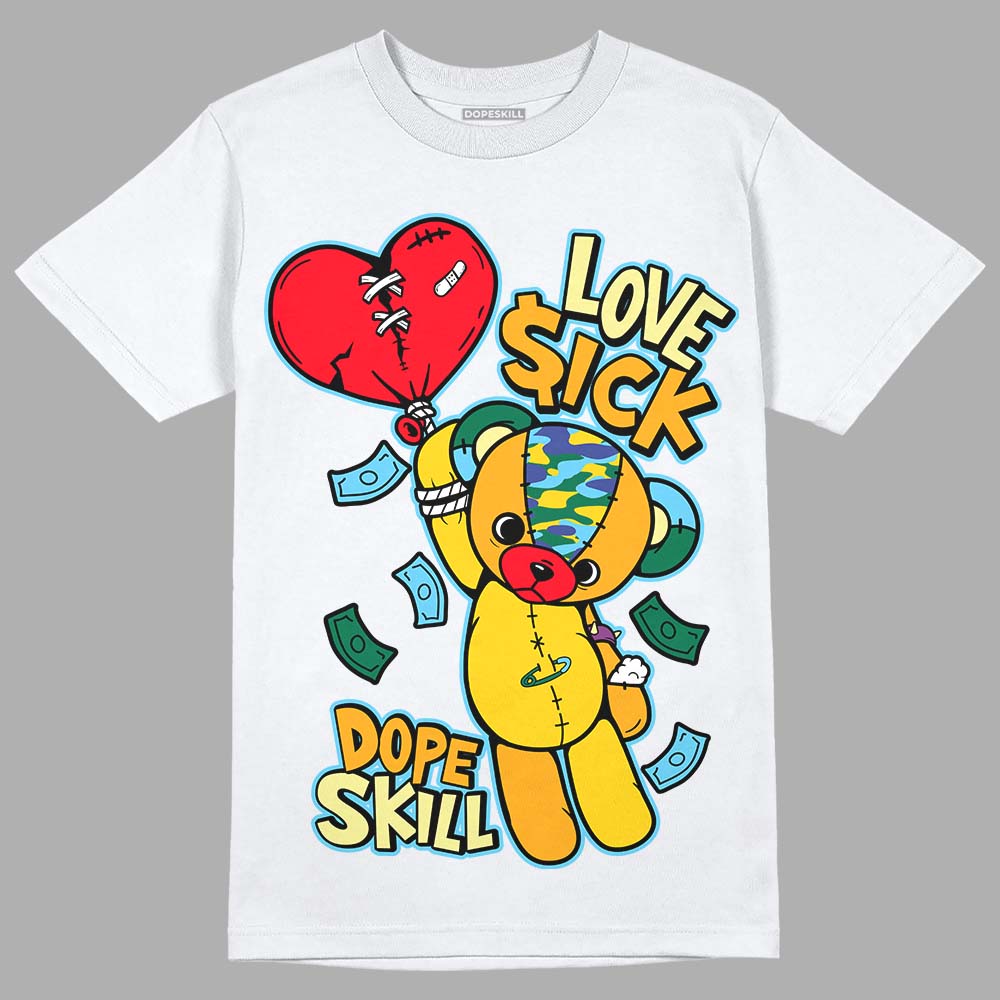 Jordan 1 Mid GS 'Six Championships' DopeSkill T-Shirt Love Sick Graphic Streetwear - White