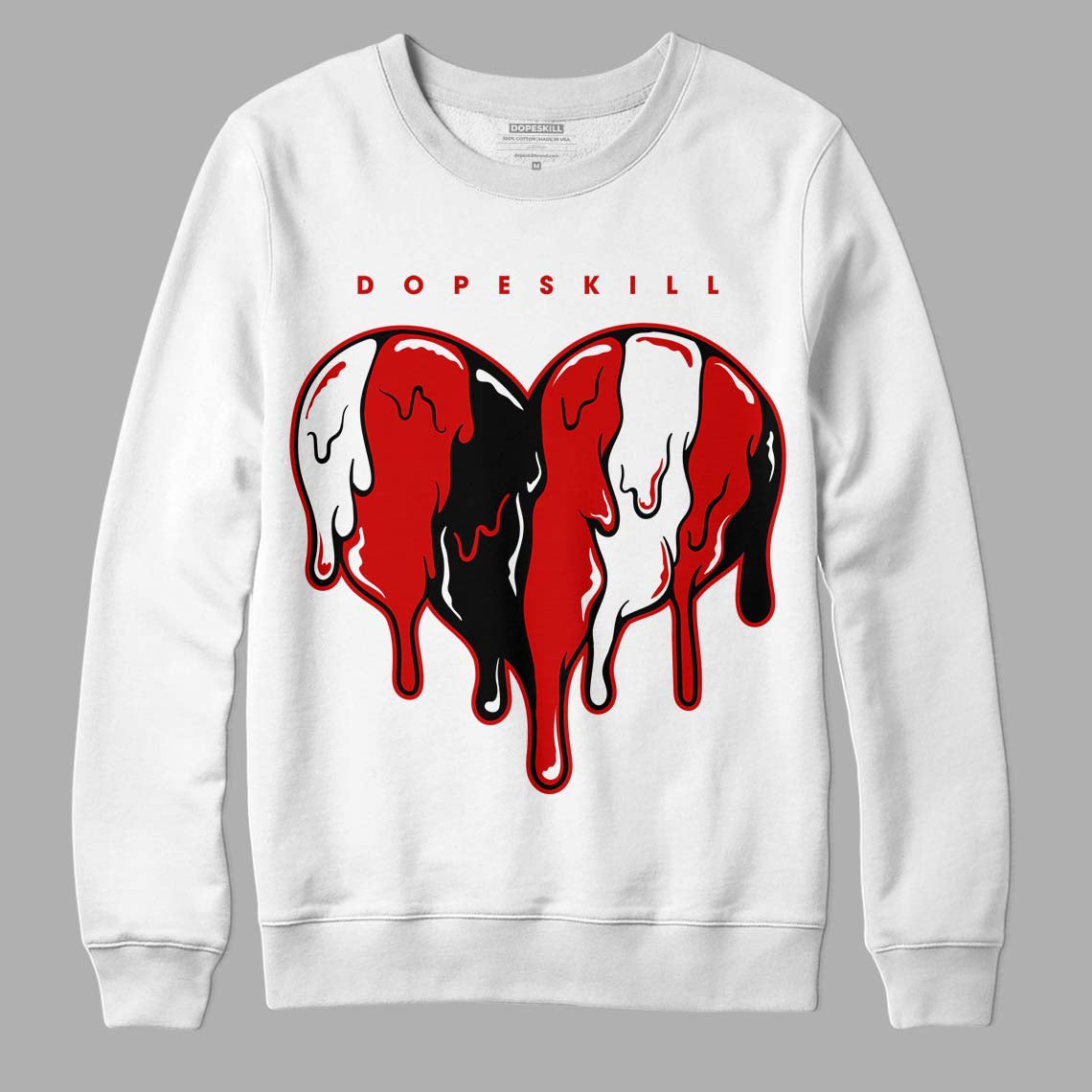 Jordan 1 Retro Low "Black Toe" DopeSkill Sweatshirt Slime Drip Heart Graphic Streetwear - White