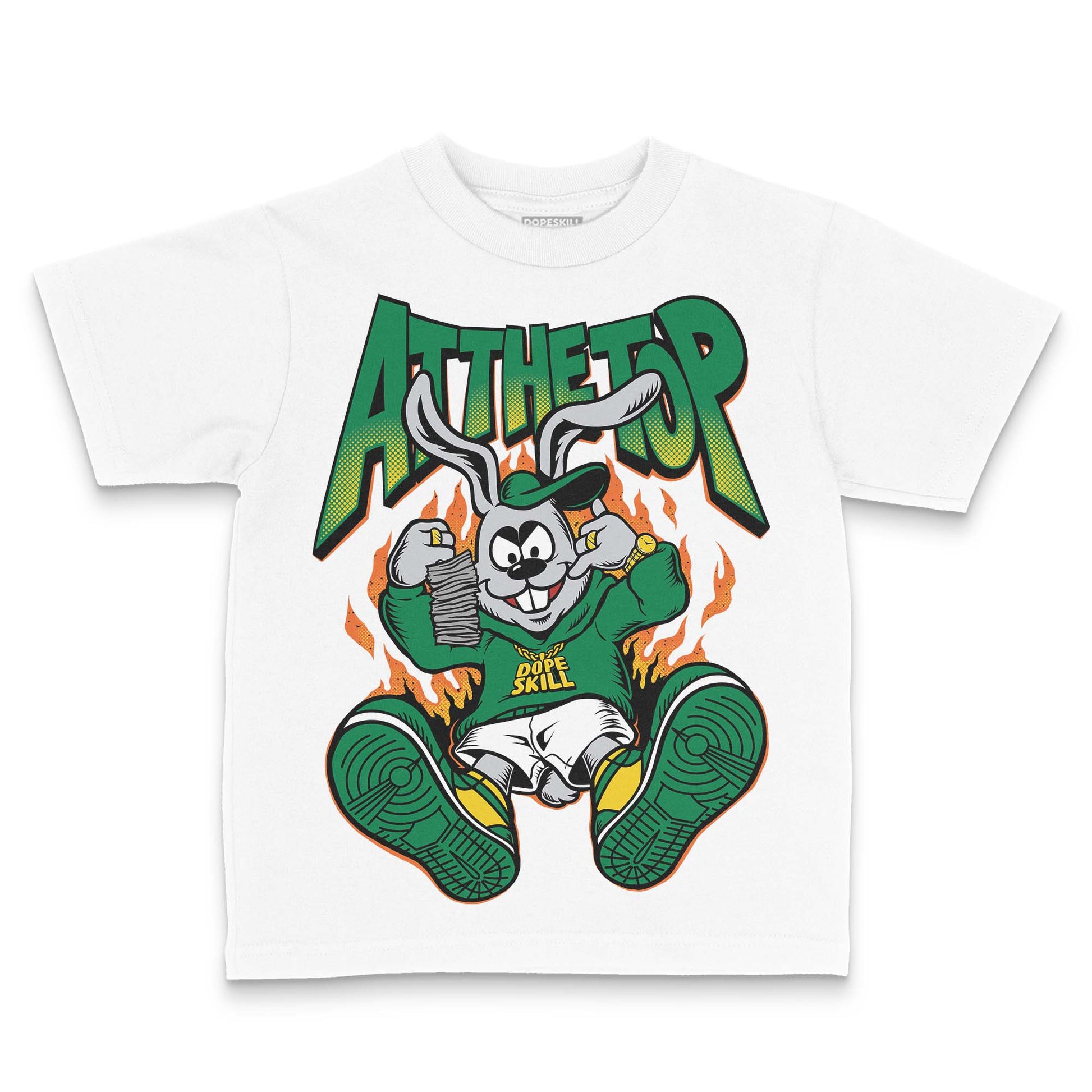Green Sneakers DopeSkill Toddler Kids T-shirt At The Top Graphic Streetwear - White 