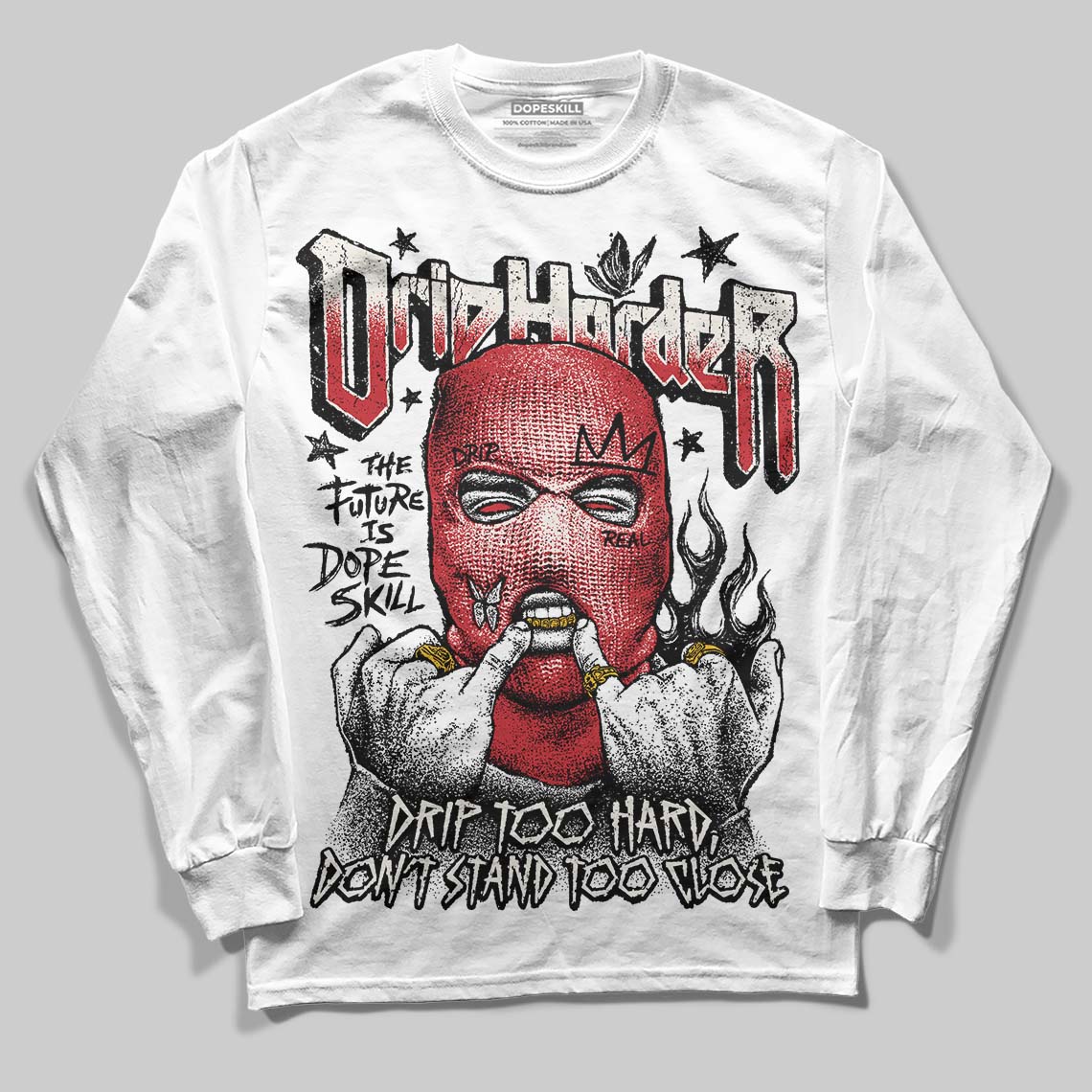 Jordan 4 “Flight Club” DopeSkill Long Sleeve T-Shirt Drip Harder Graphic Streetwear - White 