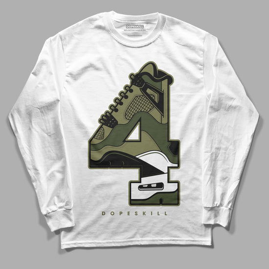 Jordan 4 Retro SE Craft Medium Olive DopeSkill Long Sleeve T-Shirt No.4 Graphic Streetwear - White