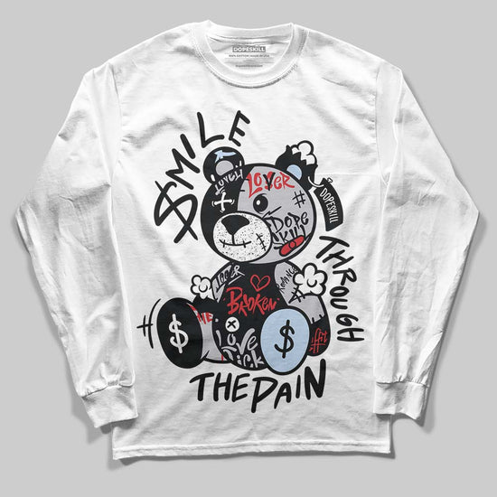 Jordan 5 Retro OG Black Metallic Reimagined DopeSkill Long Sleeve T-Shirt Smile Through The Pain Graphic Streetwear - White