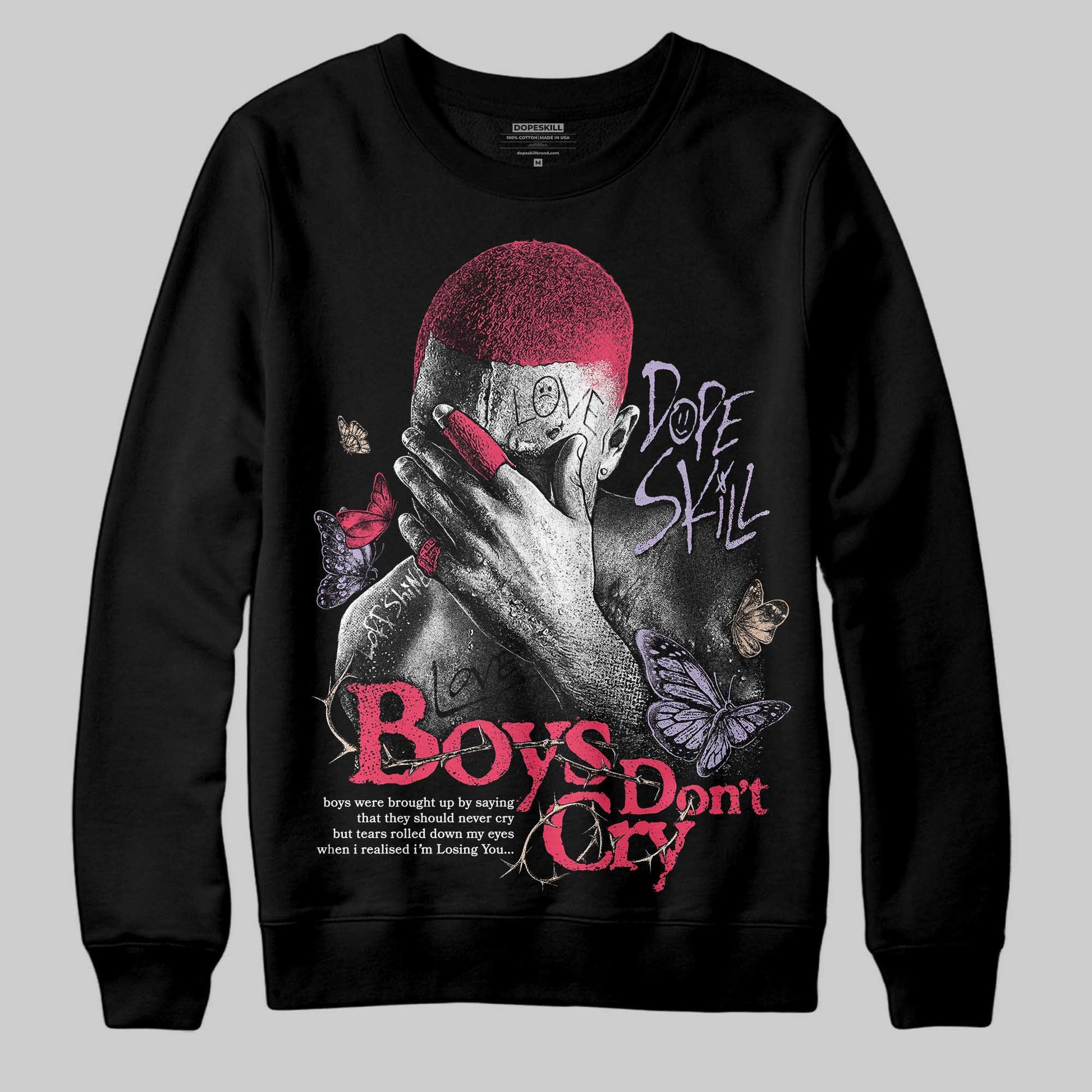 Jordan 5 Low “Peanut Butter Jelly” DopeSkill Sweatshirt Boys Don't Cry Graphic Streetwear - Black