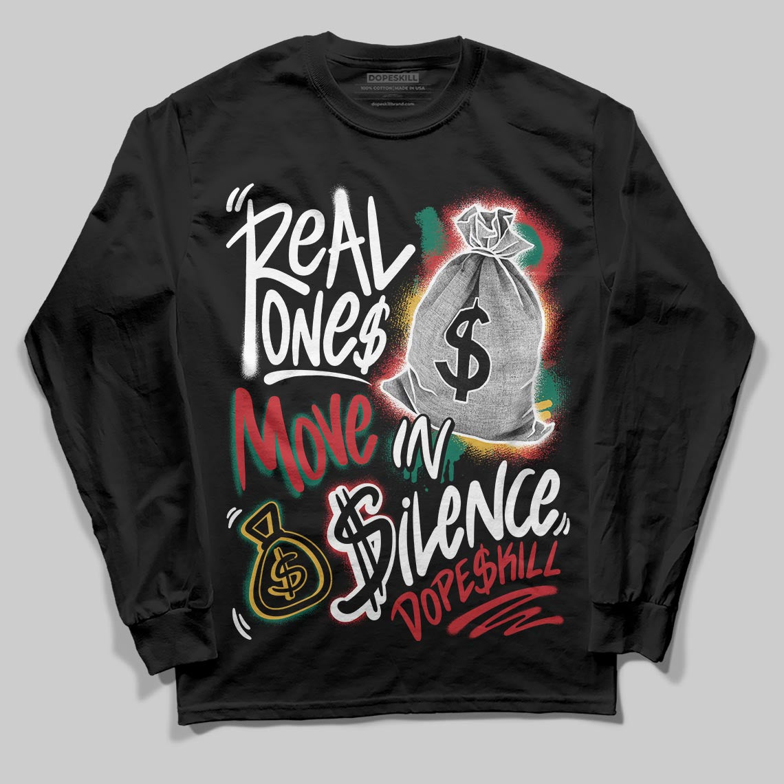 Jordan 3 Mexico 'El Vuelo' DopeSkill Long Sleeve T-Shirt Real Ones Move In Silence Graphic Streetwear - Black