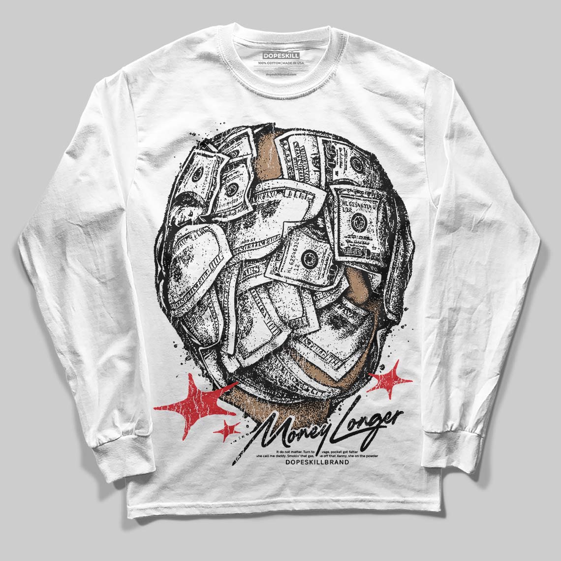 Dunk Low Panda White Black DopeSkill Long Sleeve T-Shirt Money Longer Graphic Streetwear - White