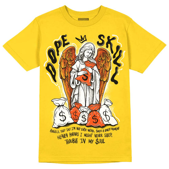 Jordan 4 Retro “Vivid Sulfur” DopeSkill Yellow T-shirt Angels Graphic Streetwear 