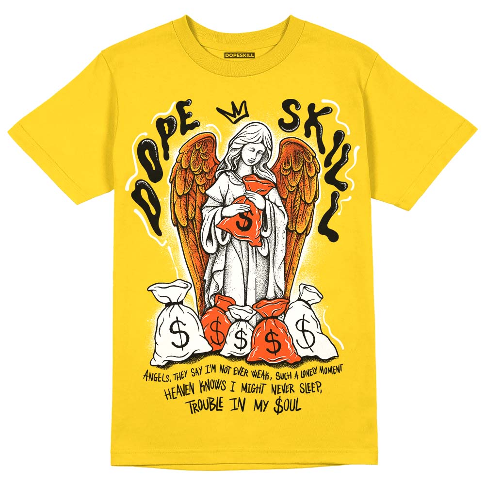 Jordan 4 Retro “Vivid Sulfur” DopeSkill Yellow T-shirt Angels Graphic Streetwear 