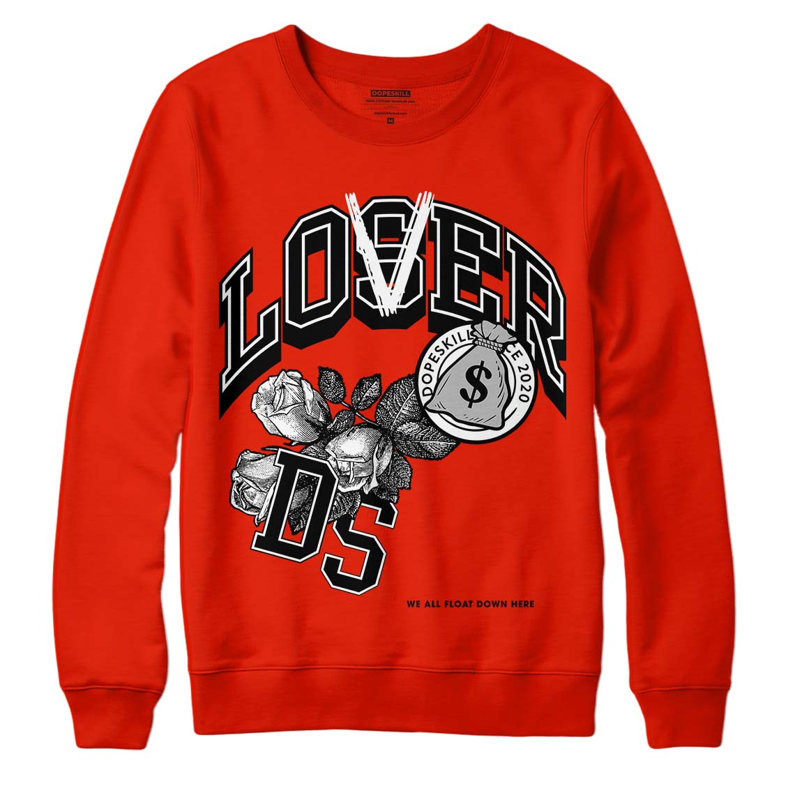 Yeezy Foam Runner Red Dopeskill Vermillion Red Sweatshirt Loser Lover Graphic Streetwear