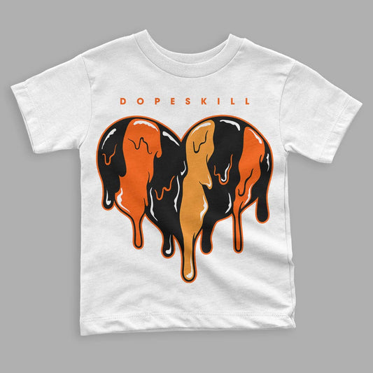 Jordan 12 Retro Brilliant Orange DopeSkill Toddler Kids T-shirt Slime Drip Heart Graphic Streetwear - White