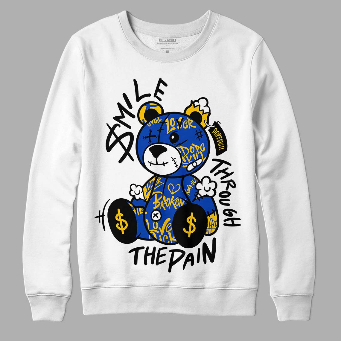 Jordan 14 “Laney” DopeSkill Sweatshirt Smile Through The Pain Graphic Streetwear - White 