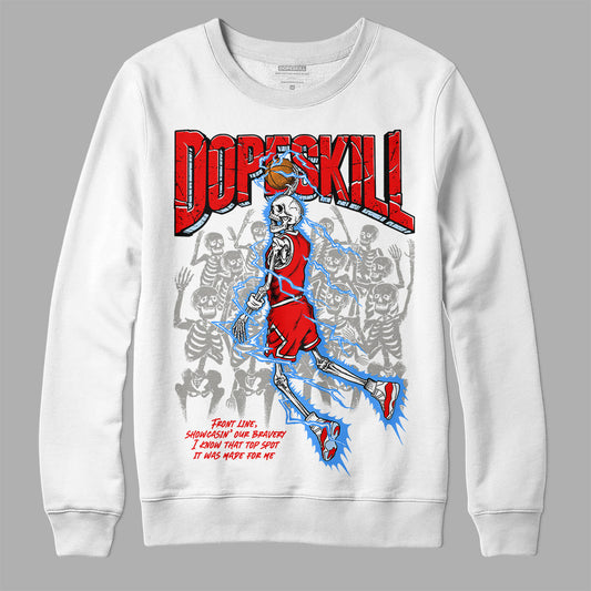 Jordan 11 Retro Cherry DopeSkill Sweatshirt Thunder Dunk Graphic Streetwear - White 