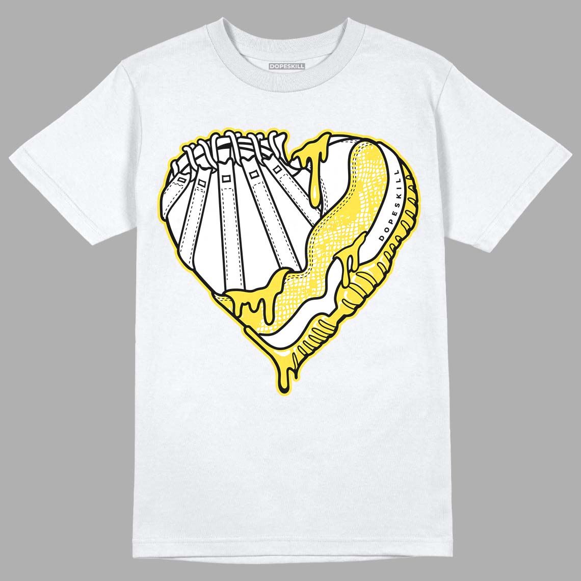 Wmns Air Jordan 11 Low 'Yellow Snakeskin' DopeSkill T-Shirt Heart Jordan 11 Graphic Streetwear - White