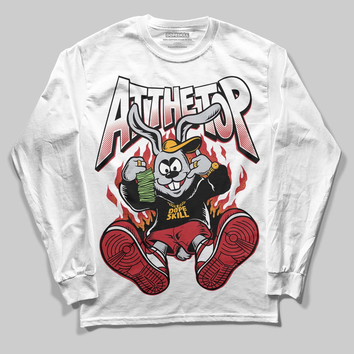 Jordan 1 Low OG "Chicago" DopeSkill Long Sleeve T-Shirt At The Top Graphic Streetwear - White