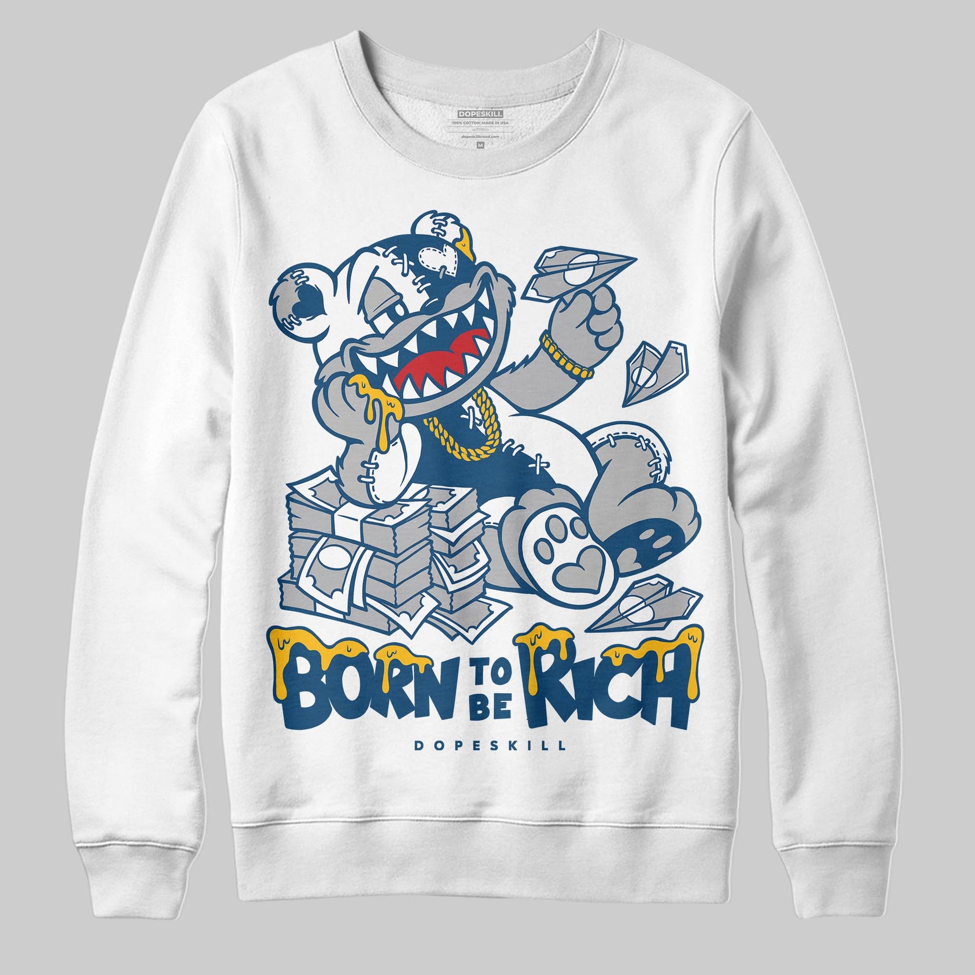 Jordan 12 Retro French Blue (2025) DopeSkill Sweatshirt Born To Be Rich Graphic Streetwear
