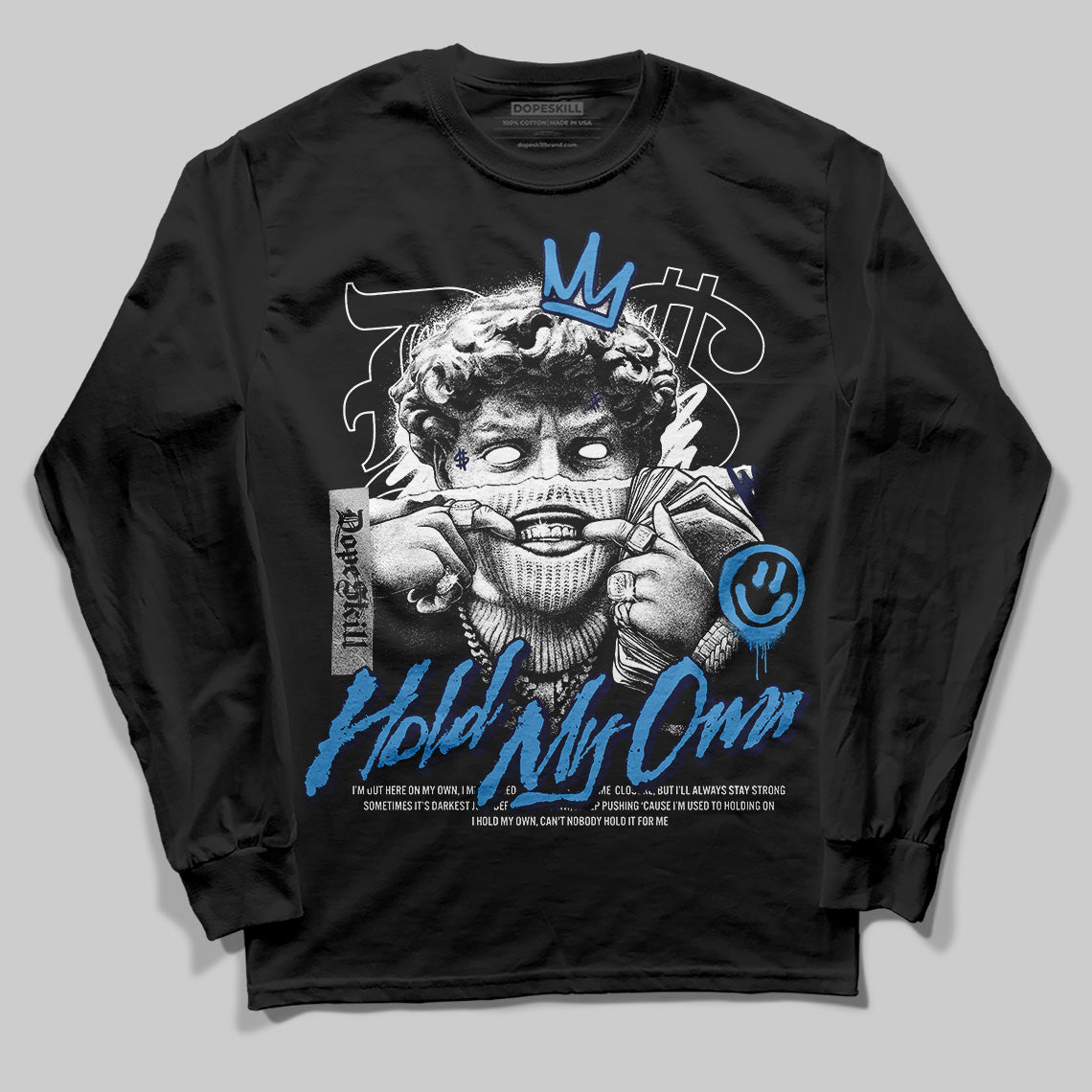 Jordan 3 "Midnight Navy" DopeSkill Long Sleeve T-Shirt New Hold My Own Graphic Streetwear - Black