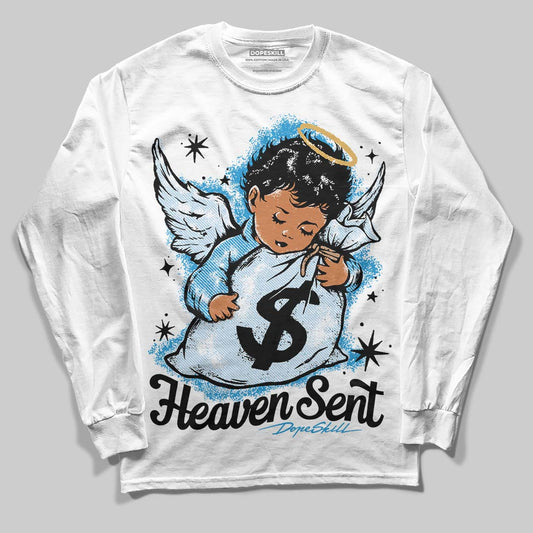 Jordan 4 Denim “Worn Blue” DopeSkill Long Sleeve T-Shirt Heaven Sent Graphic Streetwear - White 
