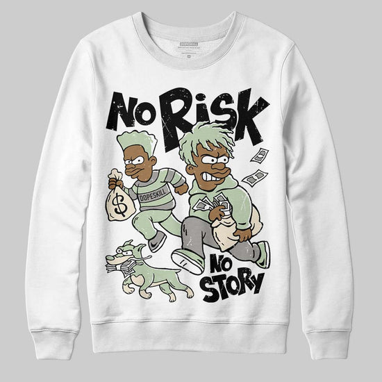 Jordan 4 WMNS “Seafoam” (2025) DopeSkill Sweatshirt No Risk No Story Graphic Streetwear - White