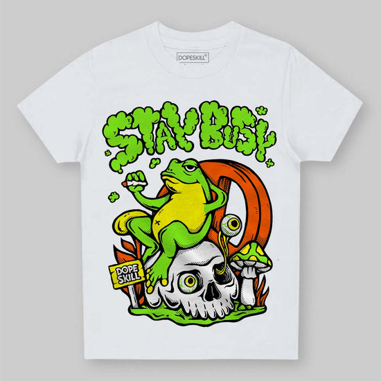 Neon Green Sneakers DopeSkill Toddler Kids T-shirt Stay Busy Graphic Streetwear - White