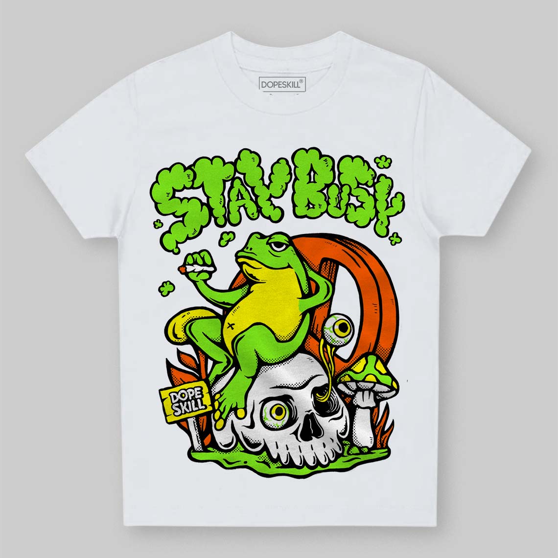 Neon Green Sneakers DopeSkill Toddler Kids T-shirt Stay Busy Graphic Streetwear - White