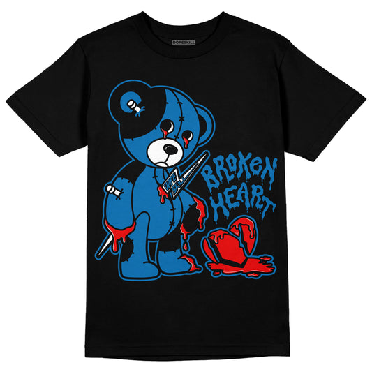 Jordan 1 Dark Marina Blue DopeSkill T-Shirt Broken Heart Graphic Streetwear - Black