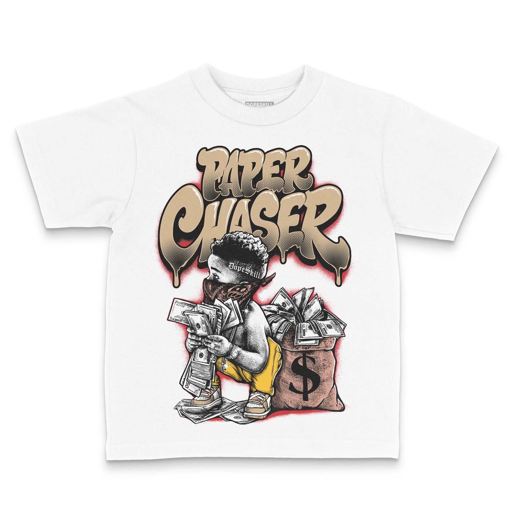 TAN Sneakers DopeSkill Toddler Kids T-shirt Paper Chaser Boy Graphic Streetwear - White