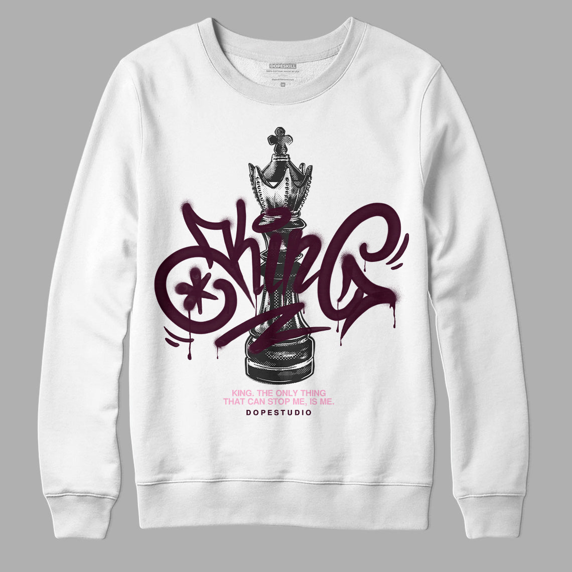 Dunk Low Night Maroon and Medium Soft Pink DopeSkill Sweatshirt King Chess Graphic Streetwear - White 