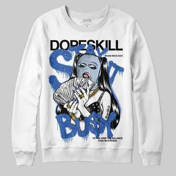 Awake NY x Jordan 5 Retro 'Black Racer Blue' DopeSkill Sweatshirt Stay It Busy Graphic Streetwear - White