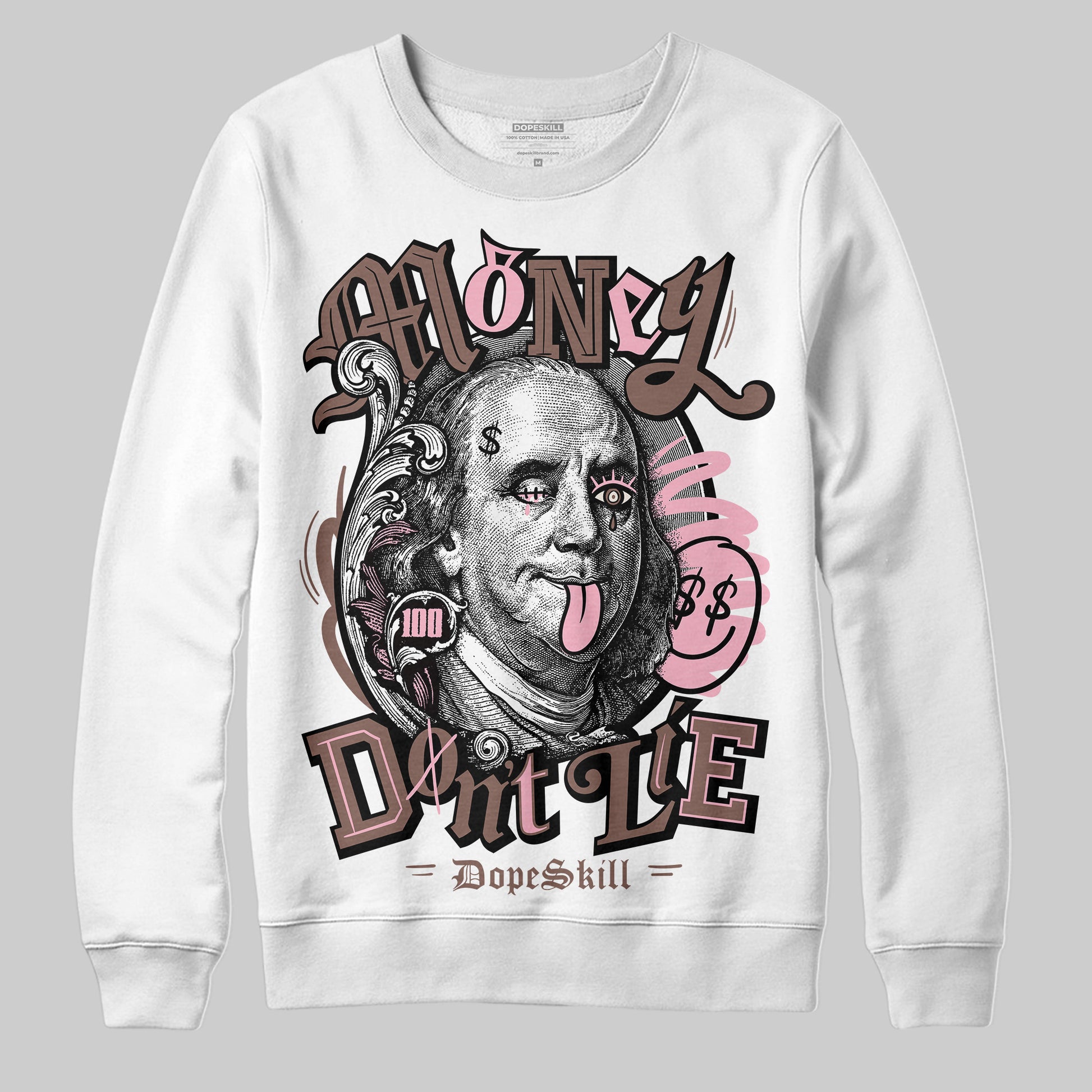 Adidas Campus 00s Dust Cargo Clear ‘Pink’ DopeSkill Sweatshirt Money Don't Lie Graphic Streetwear - White