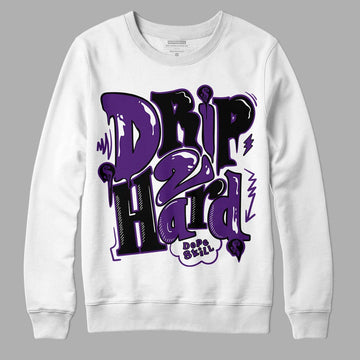 Jordan 12 “Field Purple” DopeSkill Sweatshirt Drip Too Hard Graphic Streetwear - White