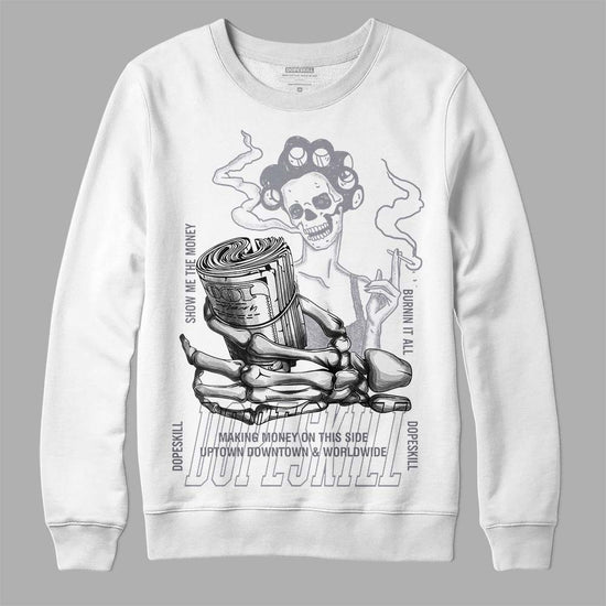 Jordan 14 Retro 'Stealth' DopeSkill Sweatshirt Show Me The Money Graphic Streetwear - White