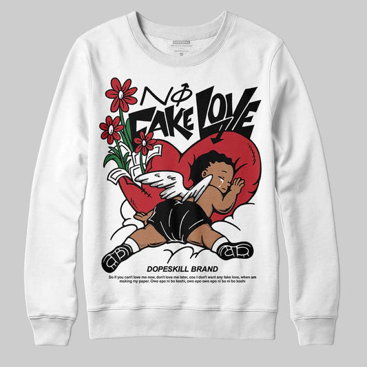 Jordan 14 Retro ‘Black Toe’ DopeSkill Sweatshirt No Fake Love Graphic Streetwear - White