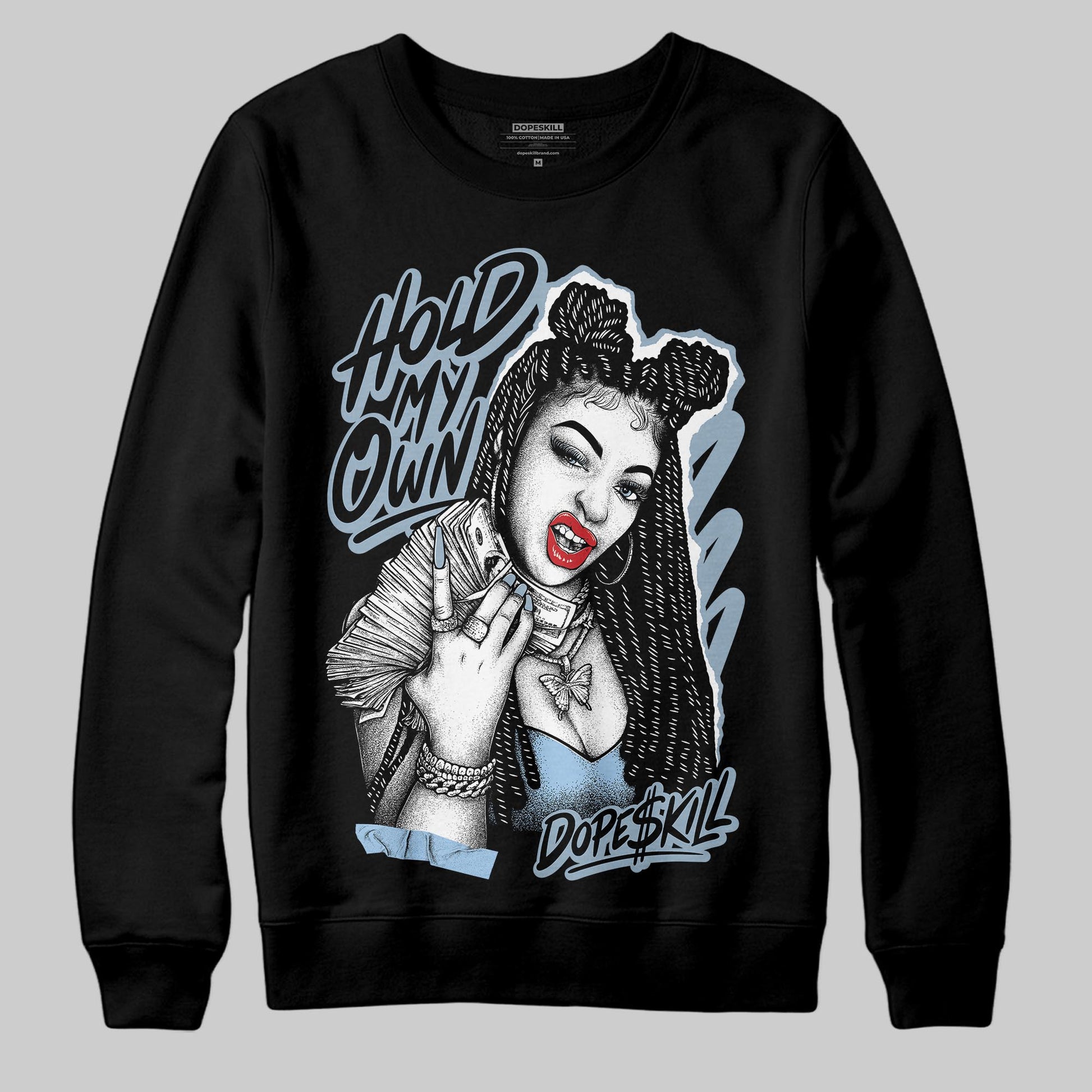 Jordan 40 “Blue Suede” DopeSkill Sweatshirt New H.M.O Graphic Streetwear - Black