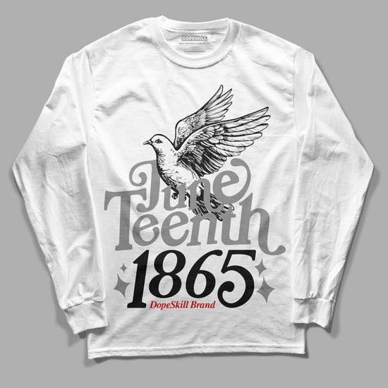 Jordan 2 Retro "Black Cement" DopeSkill Long Sleeve T-Shirt Juneteenth 1865 Graphic Streetwear - White