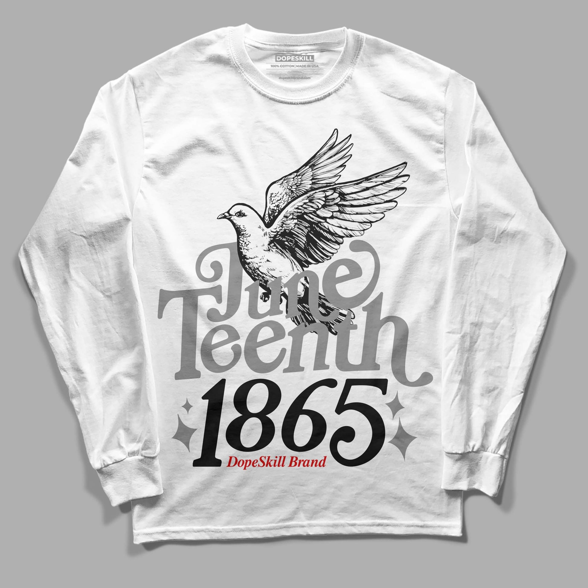 Jordan 2 Retro "Black Cement" DopeSkill Long Sleeve T-Shirt Juneteenth 1865 Graphic Streetwear - White