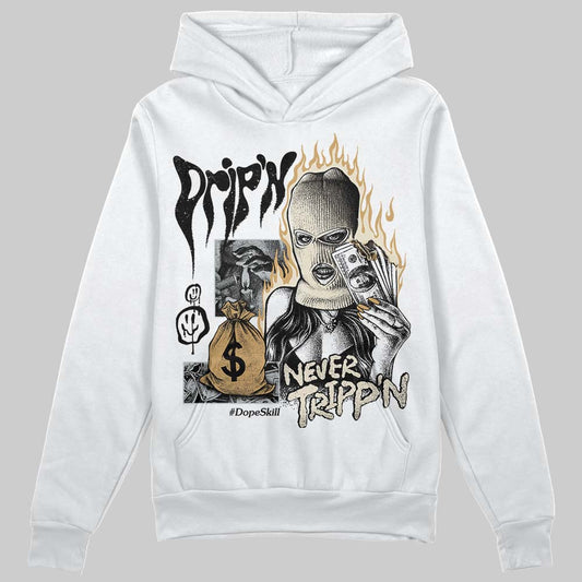 Jordan 5 Retro Reverse Metallic DopeSkill Hoodie Sweatshirt Drip'n Never Tripp'n Graphic Streetwear - White