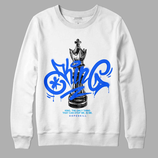 Royal Blue Sneakers DopeSkill Sweatshirt King Chess Graphic Streetwear - White