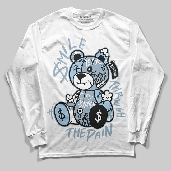 Jordan 40 “Blue Suede” DopeSkill Long Sleeve T-Shirt Smile Through The Pain Graphic Streetwear - White