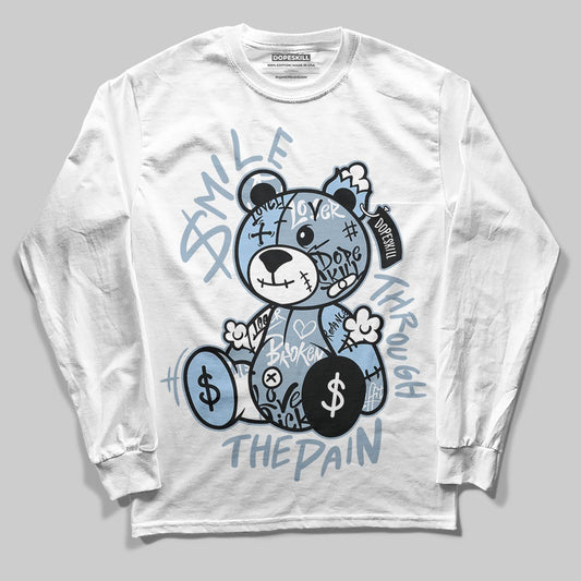 Jordan 40 “Blue Suede” DopeSkill Long Sleeve T-Shirt Smile Through The Pain Graphic Streetwear - White