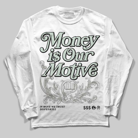 Jordan 1 Retro Low OG Year of the Snake (2025) DopeSkill Long Sleeve T-Shirt Money Is Our Motive Typo Graphic Streetwear - White