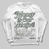 Jordan 1 Retro Low OG Year of the Snake (2025) DopeSkill Long Sleeve T-Shirt Money Is Our Motive Typo Graphic Streetwear - White