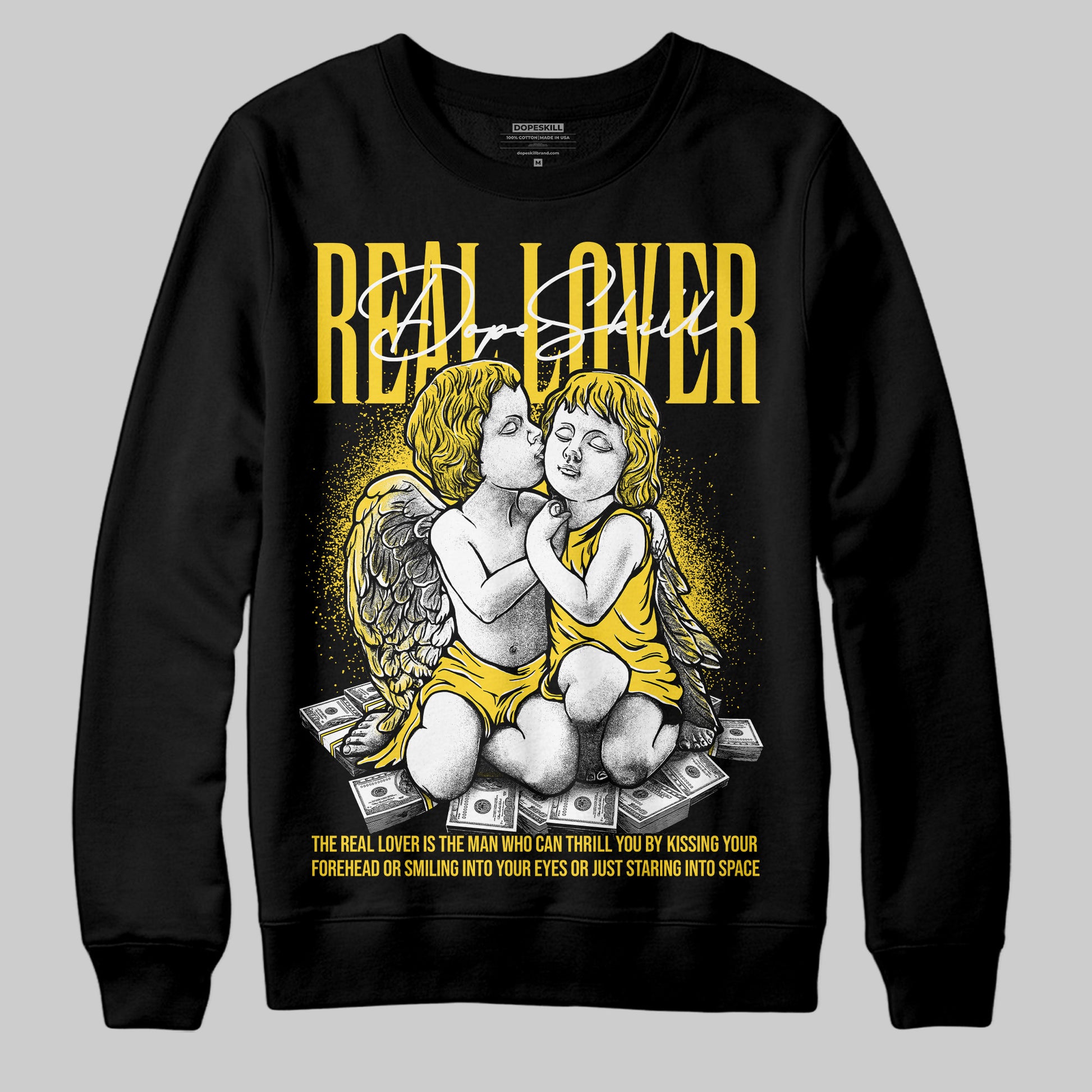 Jordan 4 Tour Yellow Thunder DopeSkill Sweatshirt Real Lover Graphic Streetwear - Black