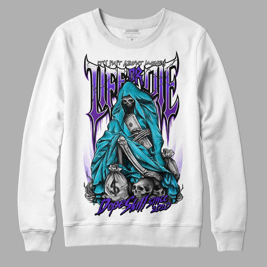 Jordan 6 "Aqua" DopeSkill Sweatshirt Life or Die Graphic Streetwear - White 