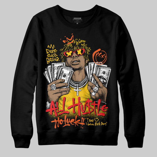 Yellow Sneakers DopeSkill Sweatshirt All Hustle No Luck Graphic Streetwear - Black