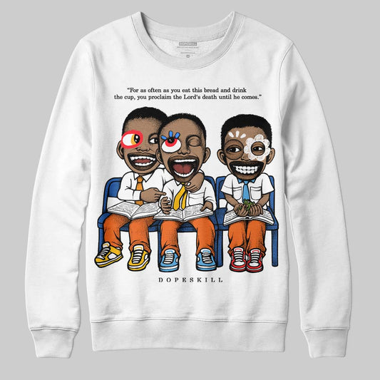 Orange, Black and White Sneakers DopeSkill Sweatshirt First Sunday Graphic Streetwear - White