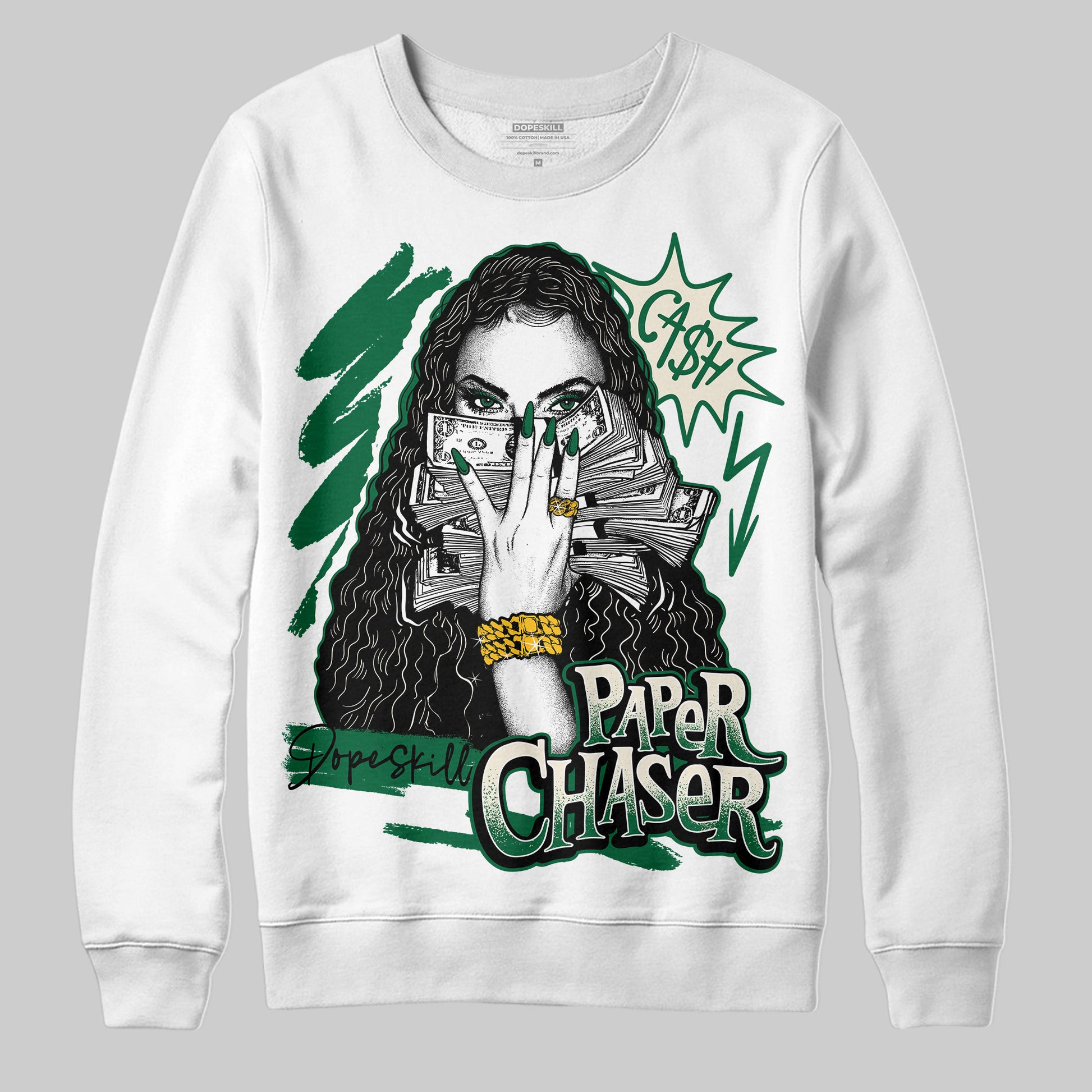 Jordan 13 GS “Pine Green” DopeSkill Sweatshirt NPC Graphic Streetwear - White